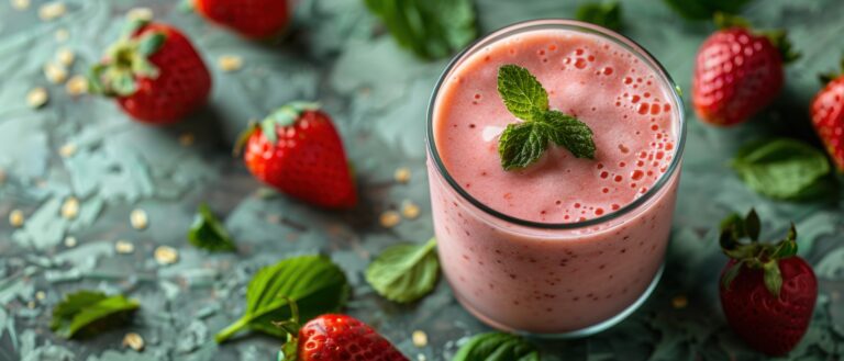 Strawberry Banana Spinach Smoothie with Oats